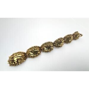 Vintage 60s BOTTICELLI Signed Brutalist Etruscan Revival Wide Panel Bracelet